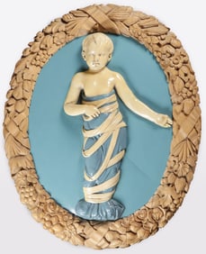 LARGE TERRA COTTA PLAQUE & CARVED FRAME