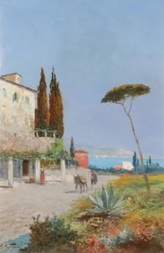 LARGE SIGNED ITALIAN MEDITERRANEAN SCENE