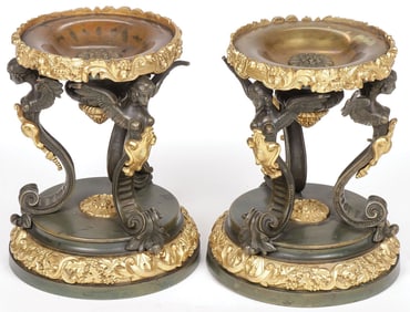 PAIR OF FRENCH GILT BRONZE TAZZA, 19TH C