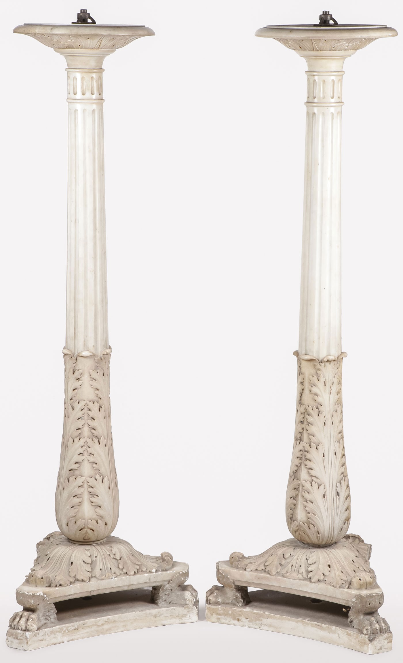 PAIR OF IMPRESSIVE ITALIAN CARVED MARBLE STANDS (1 of 18)