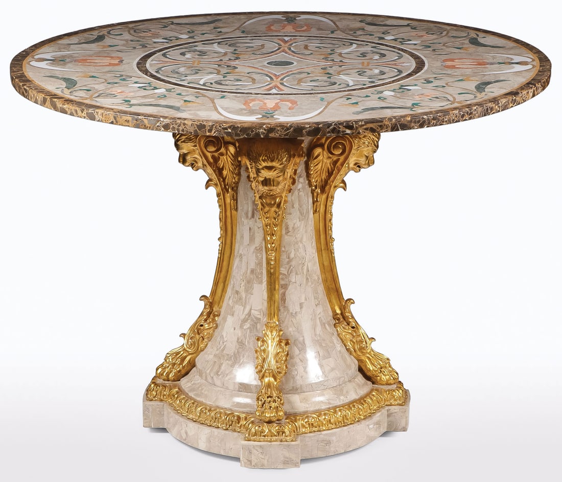 IMPRESSIVE PIETRA DURA ROUND ENTRYWAY TABLE (1 of 3)