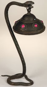 AUSTRIAN BRONZE ART NOUVEAU SNAKE LAMP, C.1905