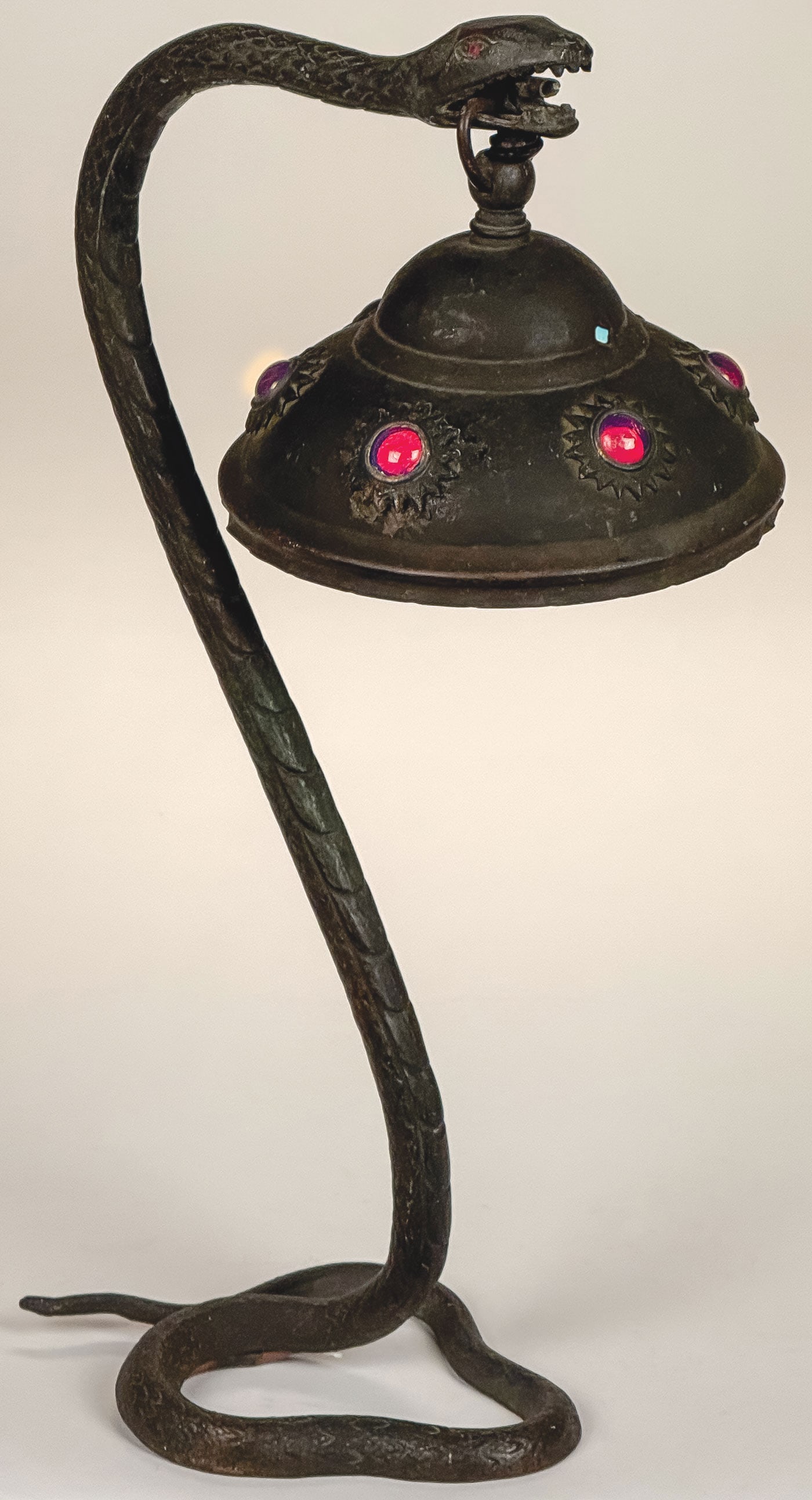 AUSTRIAN BRONZE ART NOUVEAU SNAKE LAMP, C.1905 (1 of 3)