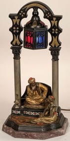 GOOD VIENNESE COLD PAINTED ARAB GENRE TABLE LAMP