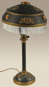 FRENCH POLYCHROME, ORMOLU & JEWELED TABLE LAMP