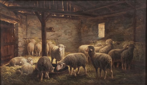 ARTIST SIGNED SHEEP PAINTING C. 1890