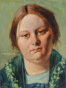 SIGNED GERMAN PAINTING ON WOOD PANEL