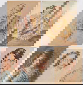 FIVE GOOD SIGNED VINTAGE WATERCOLORS