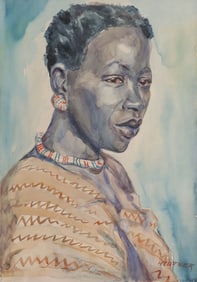 SIGNED PAINTING OF AN AFRICAN BEAUTY, 1920