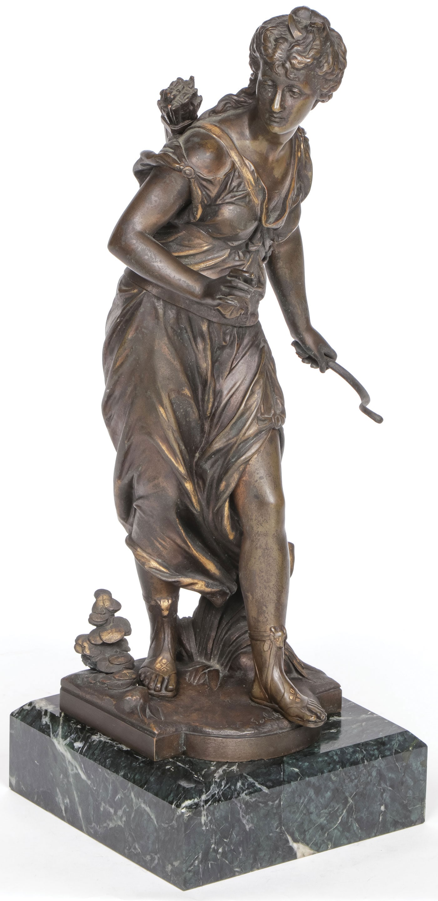 GOOD SIGNED FRENCH BRONZE OF DIANA (1 of 3)