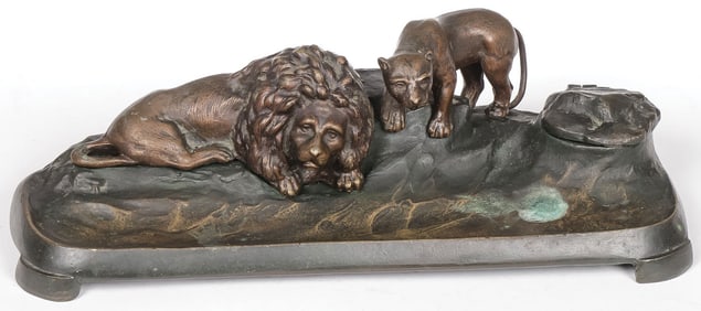 AUSTRIAN BRONZE INKWELL, C. 1900