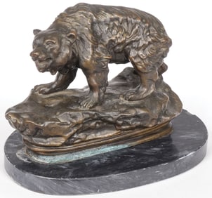 PATINATED BRONZE BEAR SCULPTURE