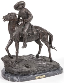 LARGE BRONZE WESTERN SCULPTURE AFTER REMINGTON