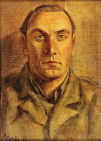 INTERESTING GERMAN POW SIGNED PAINTING