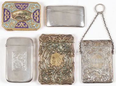 GOOD GROUP OF VINTAGE SILVER CASES & COMPACT