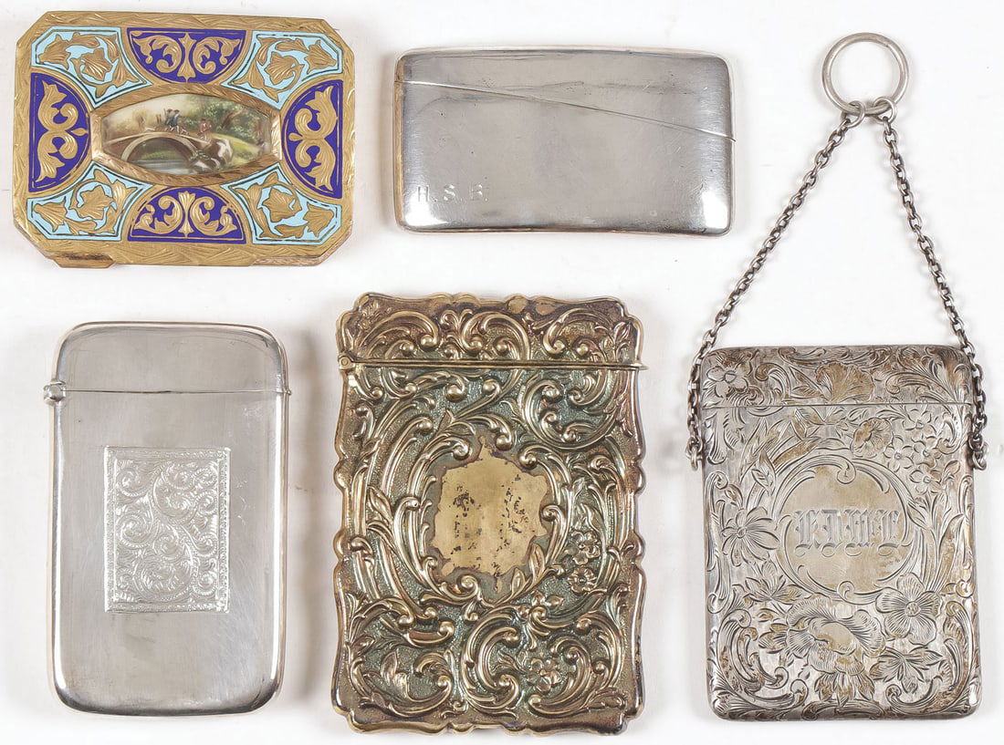 GOOD GROUP OF VINTAGE SILVER CASES & COMPACT (1 of 2)