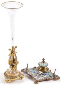 FRENCH GILT BRONZE & ENAMELED GROUP, 19TH C