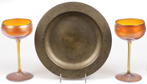 L.C. TIFFANY FAVRILE GLASS & BRONZE GROUP