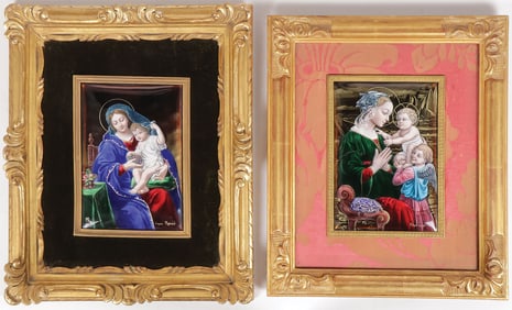 PAIR OF LIMOGES PAINTED ENAMEL PLAQUES, C. 1900