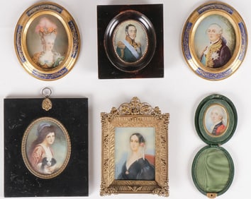 A GROUP OF SIX MINIATURE PORTRAITS 19TH/20TH C