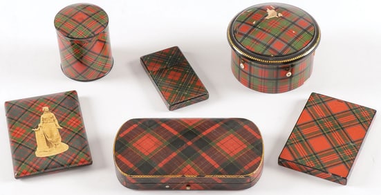 SIX PIECES SCOTTISH TARTAN WARE