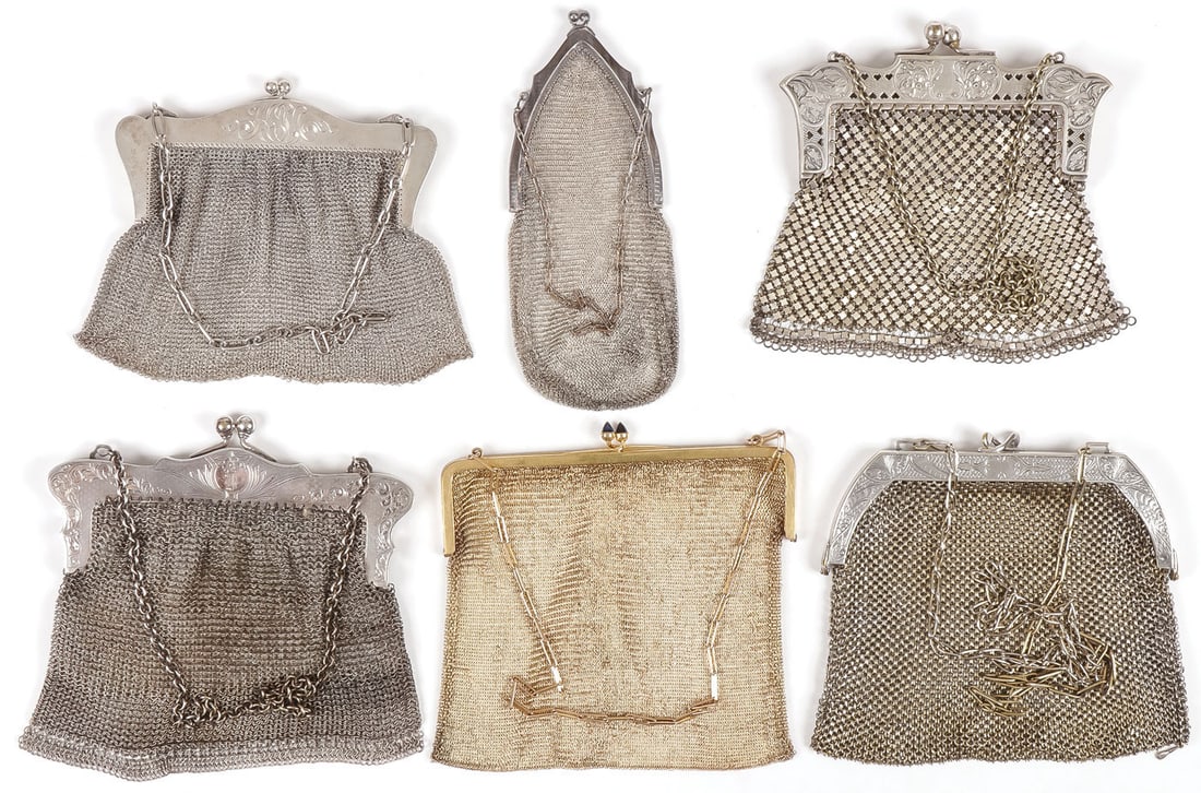 SIX GREAT SILVER AND OTHER MESH PURSES (1 of 1)