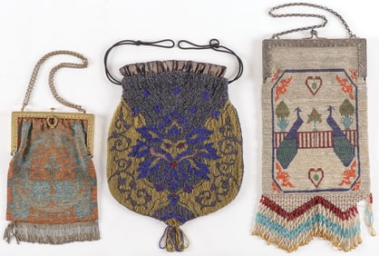 THREE VINTAGE BEADED PURSES