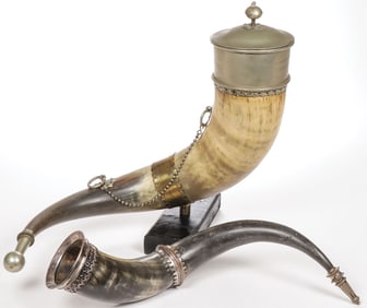 PR OF GERMAN CEREMONIAL DRINKING HORNS