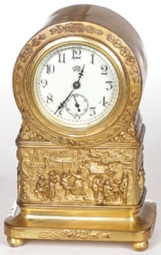 CHARMING GILT METAL NOVELTY CLOCK