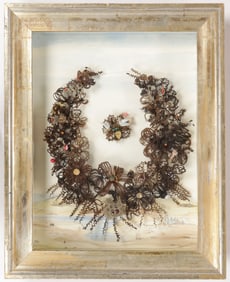 EARLY FRAMED HAIR WREATH DATED 1823