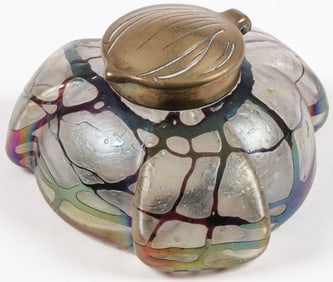UNMARKED LOETZ STYLE ART GLASS INKWELL