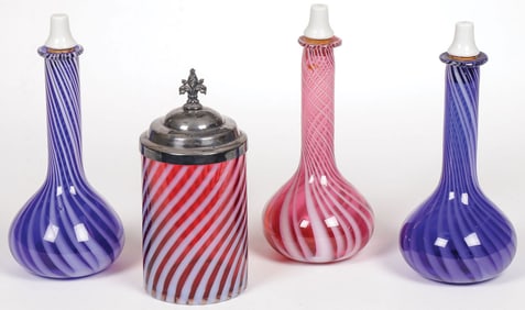 OPALESCENT SWIRL VICTORIAN GLASS GROUP