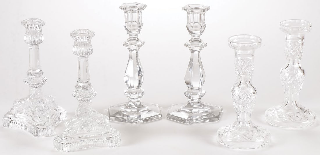THREE PAIRS CRYSTAL CANDLESTICKS (1 of 1)