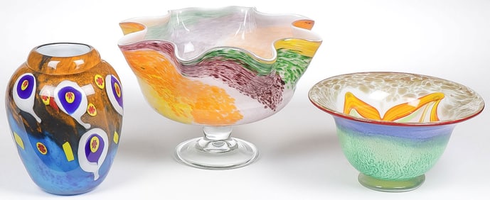 LARGE MODERN CASED ART GLASS GROUP