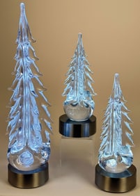 THREE SIMON PEARCE GLASS TREES