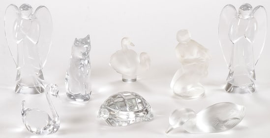 EIGHT CRYSTAL FIGURES, LALIQUE & BACCARAT