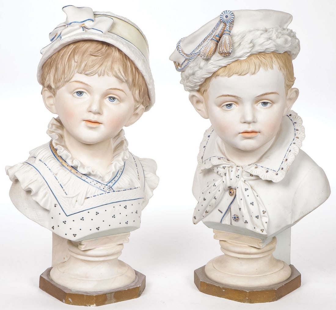 PR GERMAN BISQUE PORCELAIN BUSTS, C. 1900 (1 of 6)