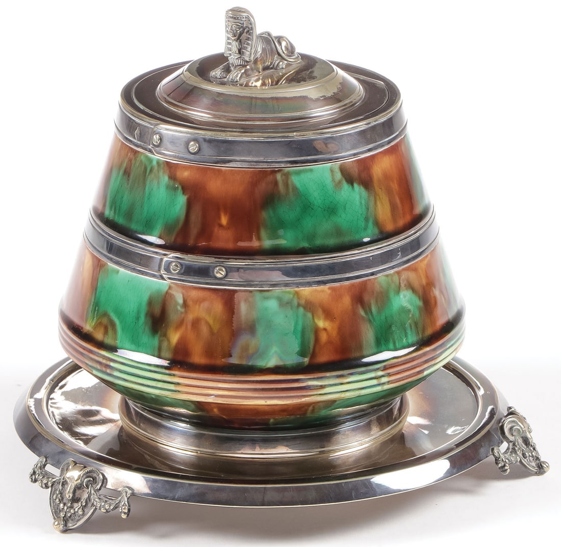 WEDGWOOD MAJOLICA EGYPTIAN-STYLE BISCUIT JAR (1 of 4)