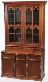 UNIQUE AMERICAN GOTHIC REVIVAL BOOKCASE