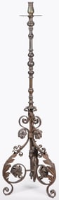 GOOD BRASS & WROUGHT IRON CANDLE STAND, 19TH C