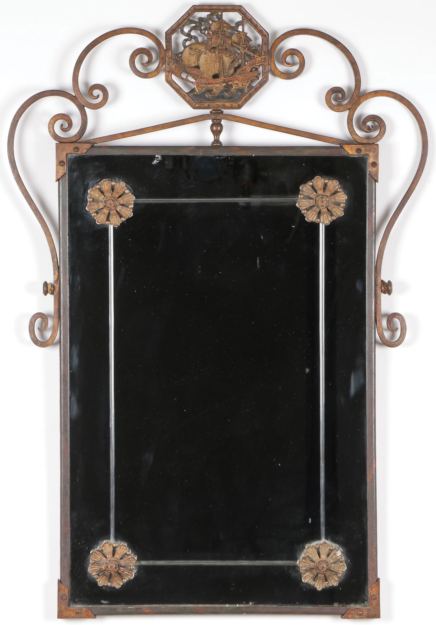 WROUGHT IRON MIRROR ATTRIBUTED TO OSCAR BACH (1 of 2)