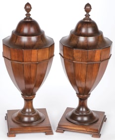 PAIR GEORGIAN WALNUT URN UTENSIL BOXES