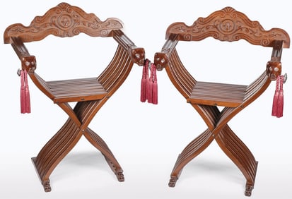 PAIR OF MATCHING SAVONAROLA CHAIRS