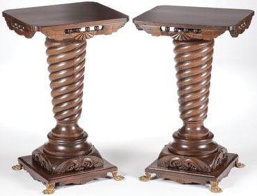 PR OF TWIST-CARVED MATCHING STANDS