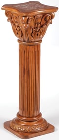 CARVED WOOD COLUMN PEDESTAL