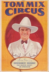 TOM MIX CIRCUS ADVERTISING POSTER C. 1936