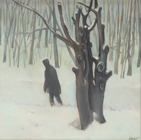 SIGNED WINTER DUSK PAINTING