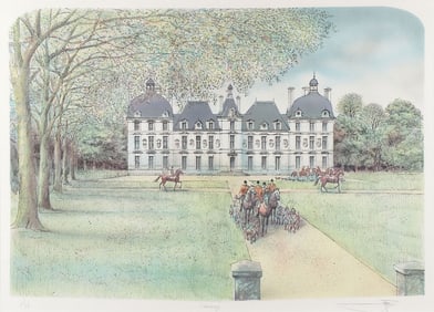 GREAT ARTIST SIGNED CHATEAU LITHOGRAPH