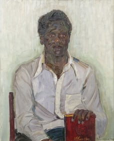 SIGNED SOVIET PROPAGANDA PAINTING