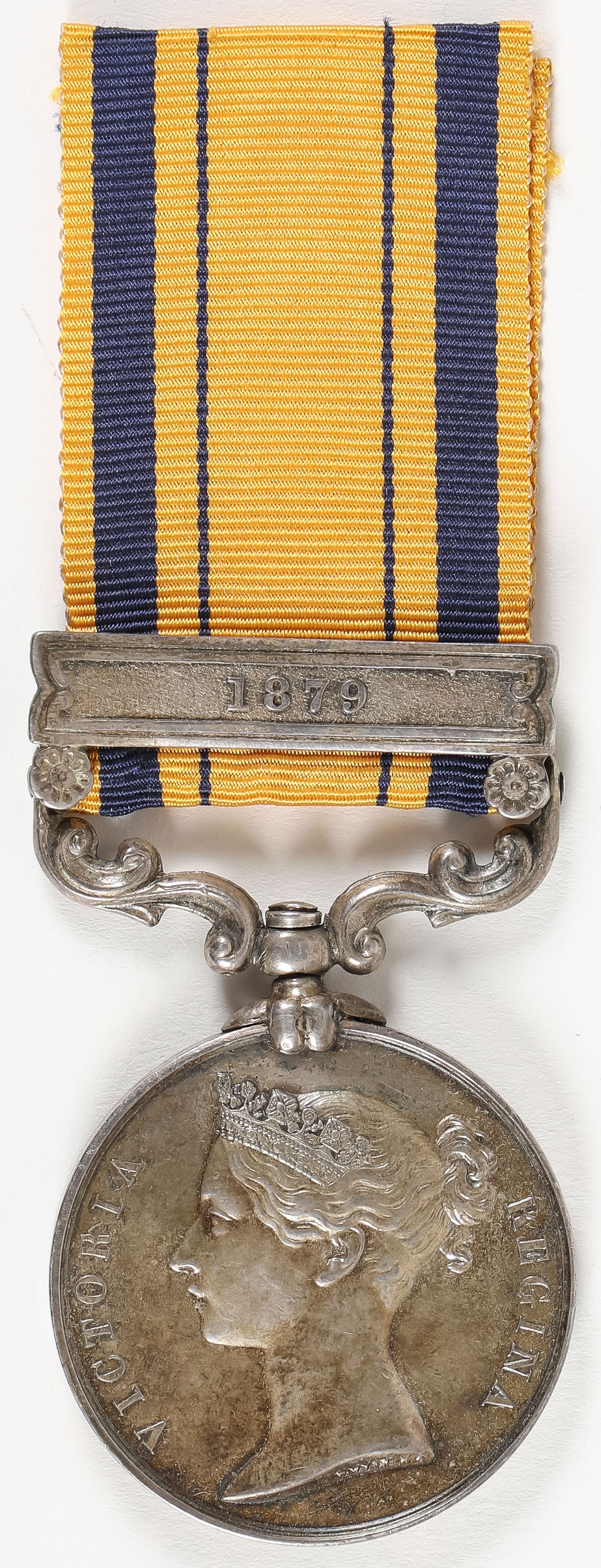 1879 SOUTH AFRICA MEDAL 1st DRAGOON GUARDS: 1879 SOUTH AFRICA MEDAL 1st DRAGOON GUARDS. Comprising a good named and numbered Zulu War Queen Victoria South African medal with 1879 clasp. Numbered 2116 and named to: PTE. J. KING, 1st DN GDS. Leng